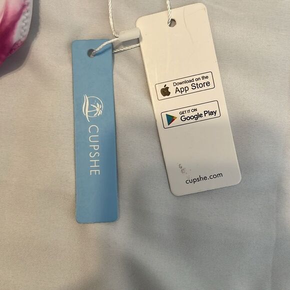 NWT Cupshe size small pink and white tie dye high cut bikini bottoms - Picture 8 of 9